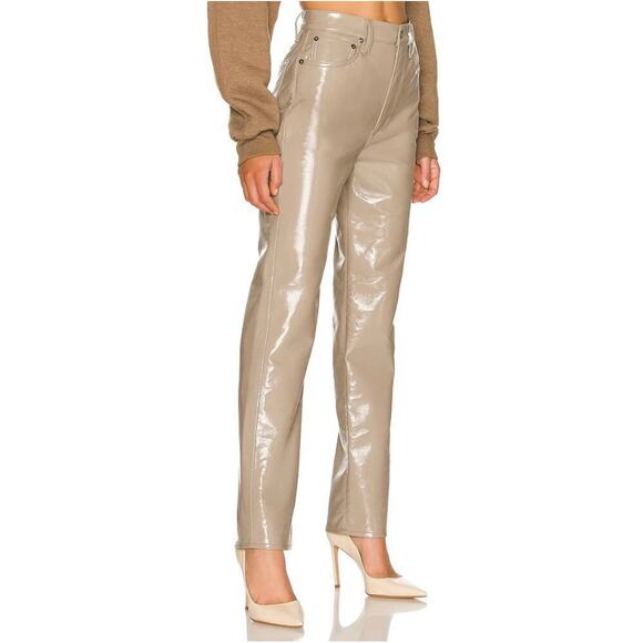 AGOLDE Recycled Leather 90s Pinch Waist Pants Quail Patent W28 Style A164-1351 - Picture 12 of 12